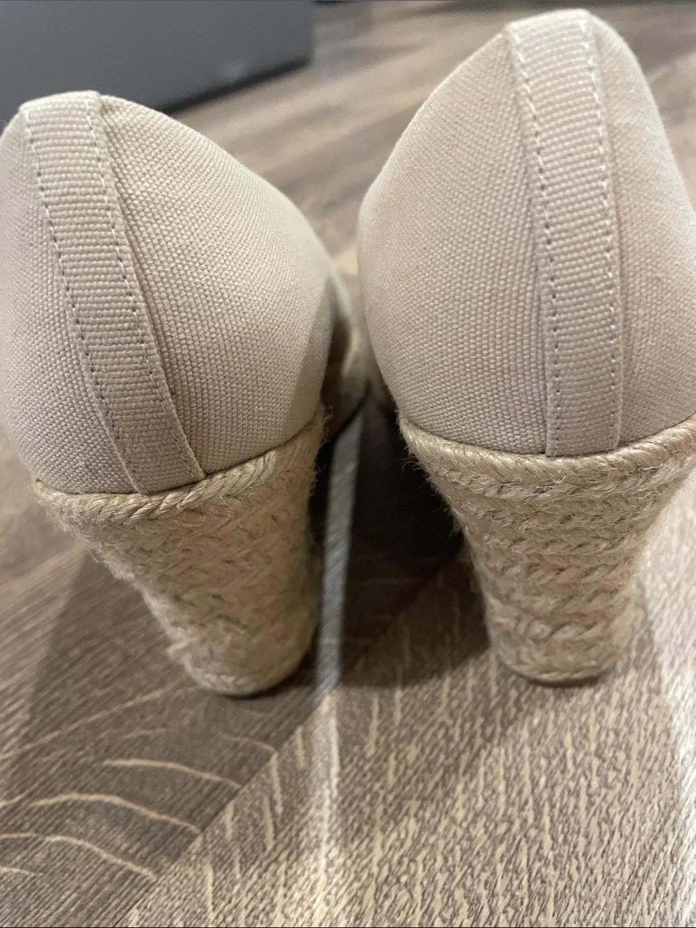 J. Crew Cream Canvas Espadrille Wedge Pumps